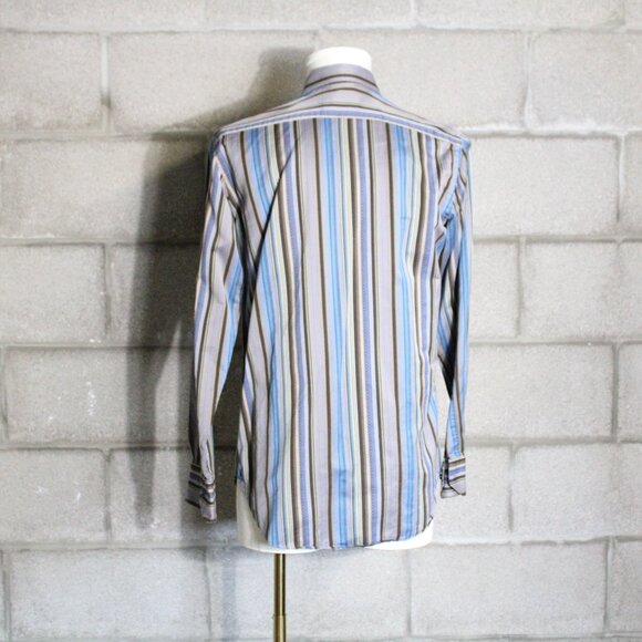 ETRO Milano SZ S 100% Cotton Striped LS Men's Button Up Dress Shirt - Picture 3 of 8